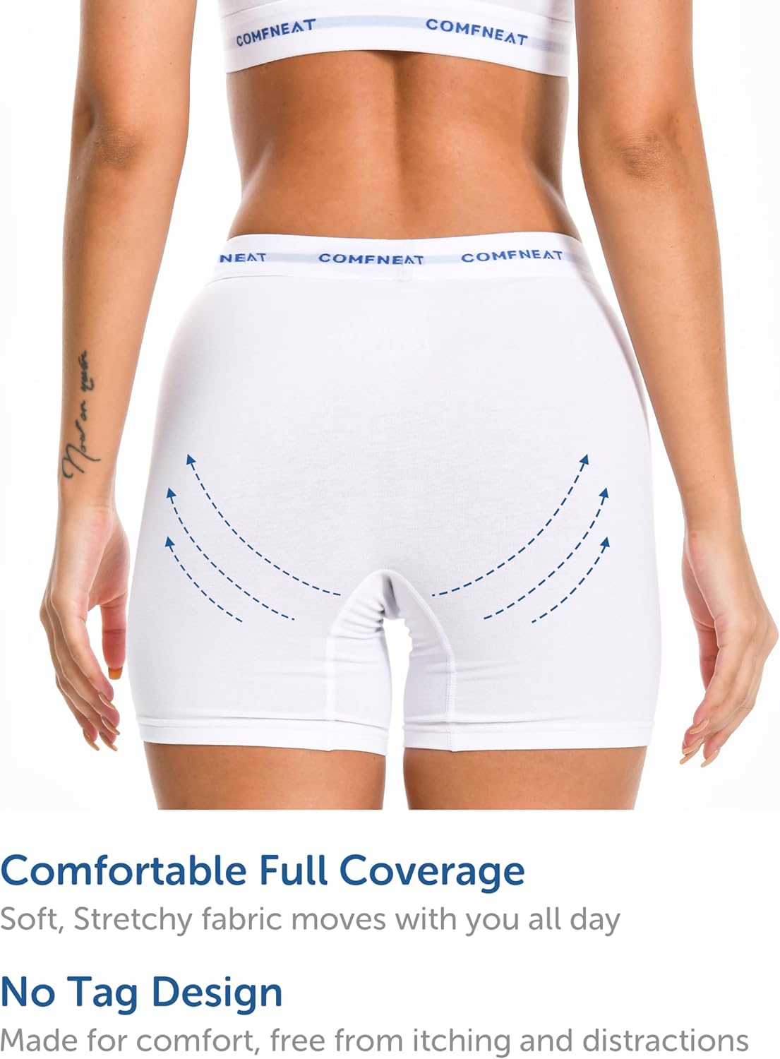 Comfneat Women's 4-Pack Boyshorts Cotton Spandex Boxer Briefs Stretchy Underwear Knitwear - Image 5