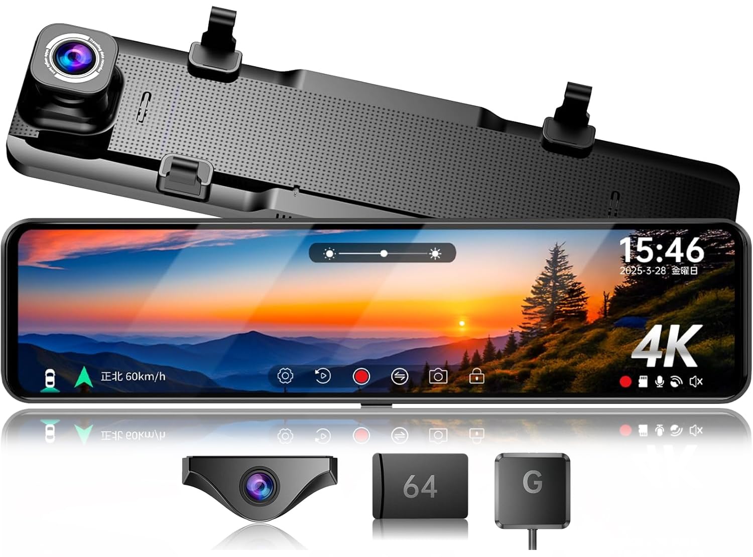 Amazon.co.jp: JADO ドライブレコーダー ミラー型 4K 12インチ