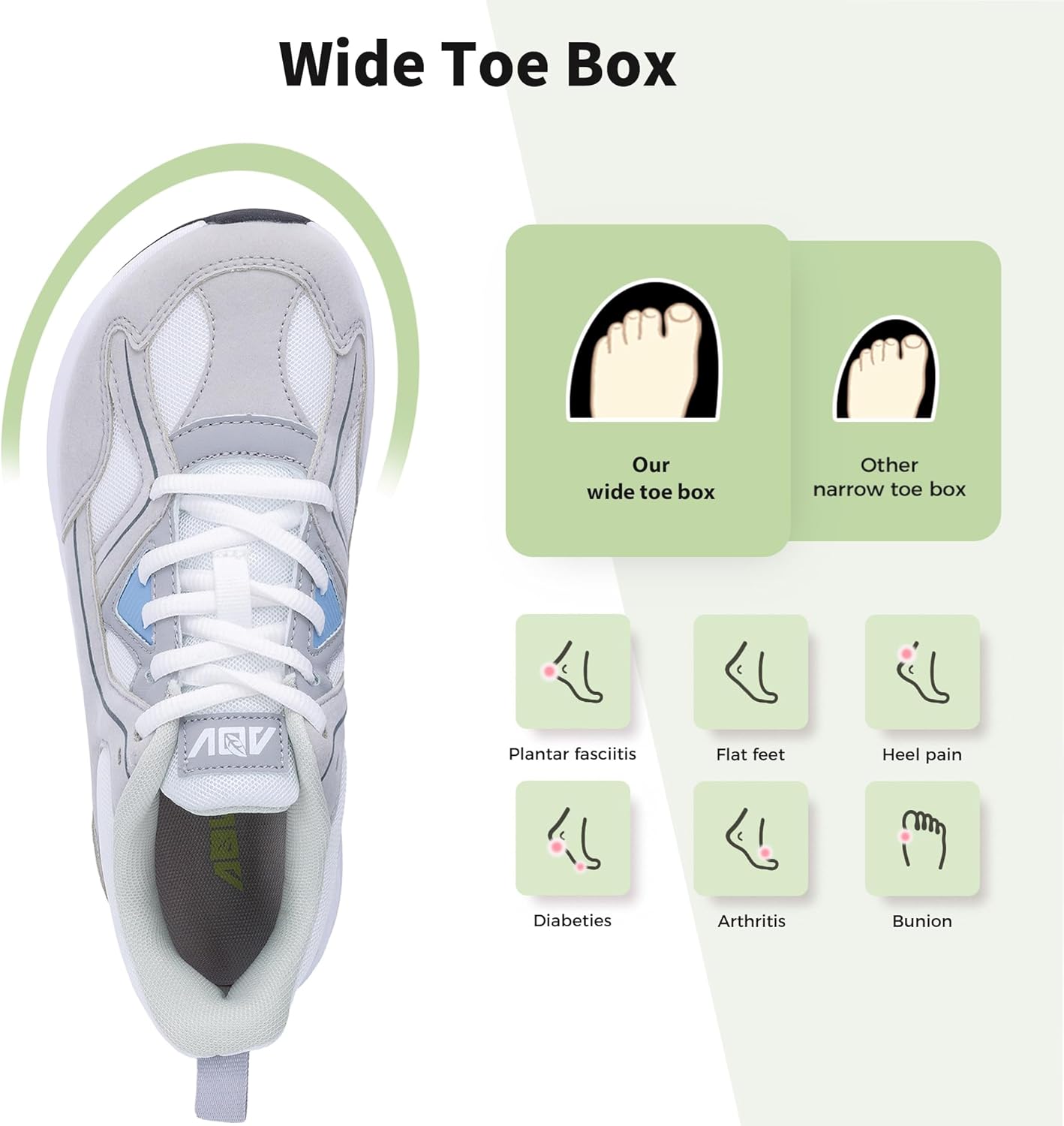 IIV Wide Toe Box Shoes for Women | Arch Support Walking Tennis Sneakers | Orthotic Leather Shoes for Bunions, Plantar Fasciitis, Flat Feet - Image 2