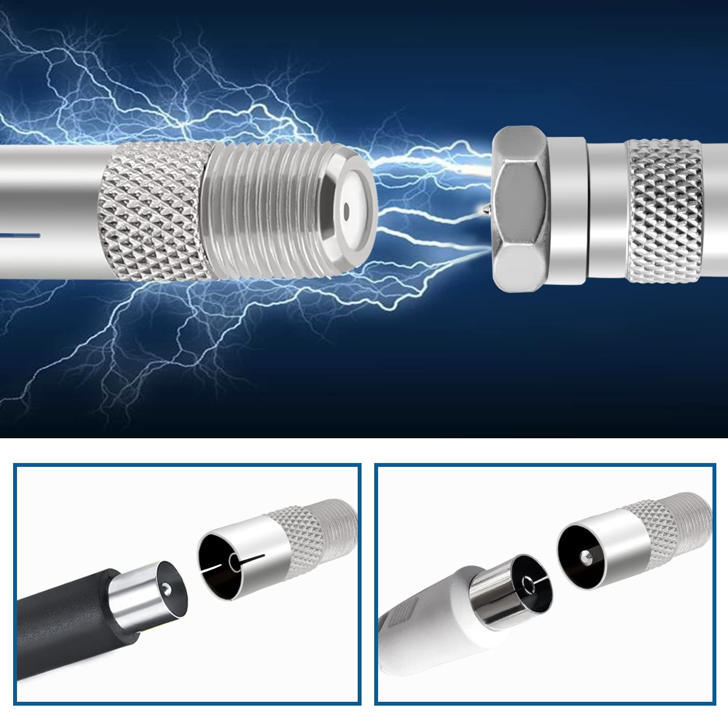 Coassiale 75 Ohm Cavo Antenna TV Satellitare 1 Metro - Angolato A 90° Con Prolunga - Alta Qualità Per Segnale Nitido Cavo Antenna Tv Casuale - Foto 5