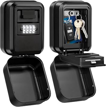 Key Lock Box, Waterproof Wall Mount Lock Box for Keys with Code | 4 Digit Combination Lockbox, Resettable Code, Security Safe Key Storage Box, for Home, Office, Garage, Apartment, Realtors