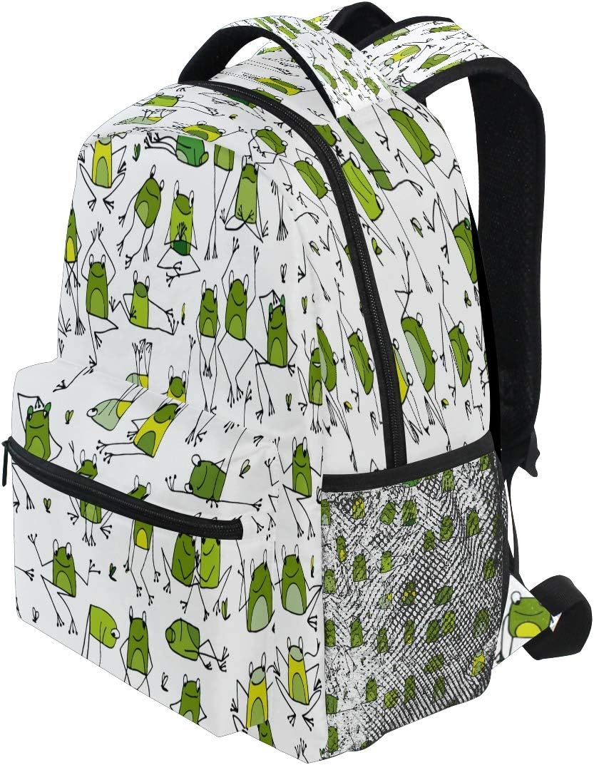 Blueangle Funny Frogs Pattern Print Travel Backpack for School Water Resistant Bookbag - Image 3
