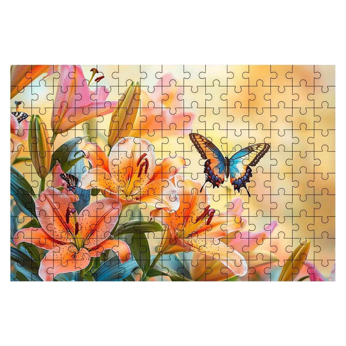 Puzzle 5000 elementów dla dorosłych, puzzle 5000 elementów lilii, puzzle z motylem dla dorosłych z wykwintnym pudełkiem do pakowania, gry edukacyjne, duże drewniane puzzle na prezent dla kobiet