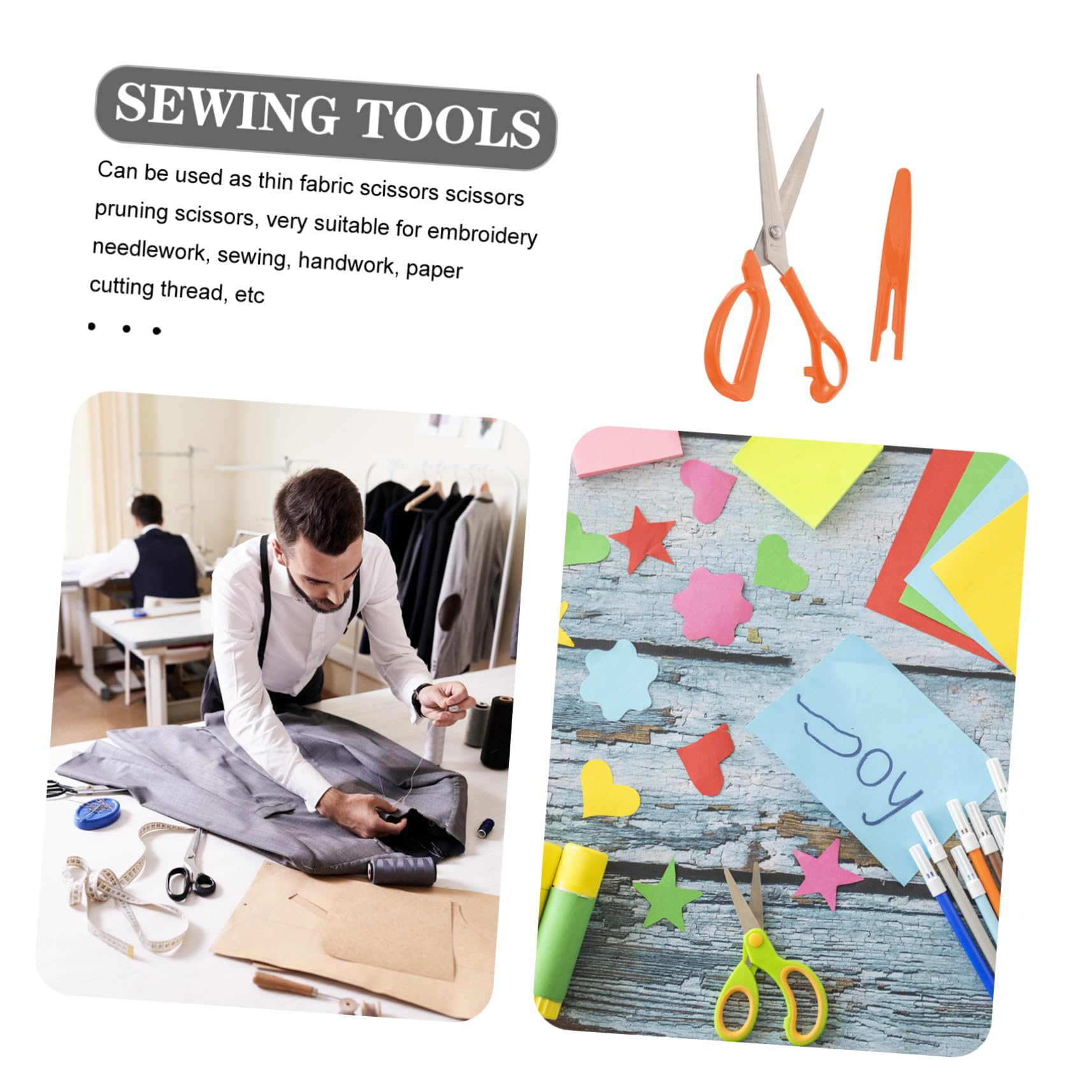 TEHAUX 4pièces Ciseaux De Tailleur Réutilisables Manganèse Pour Couture Outil De Découpe Pour Et Avec Poignée Ergonomique Couleur Orange