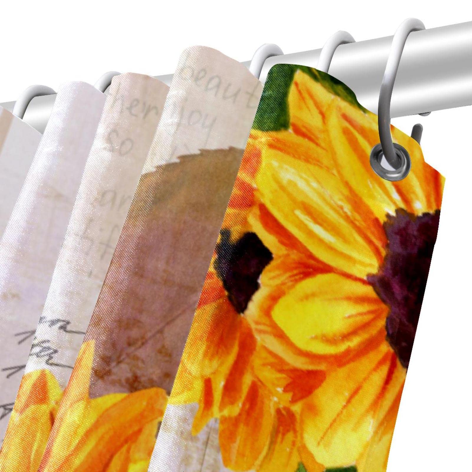 Cortina De Ducha Girasoles Tonos Grises, Rústica Mader... | Cuotas Sin