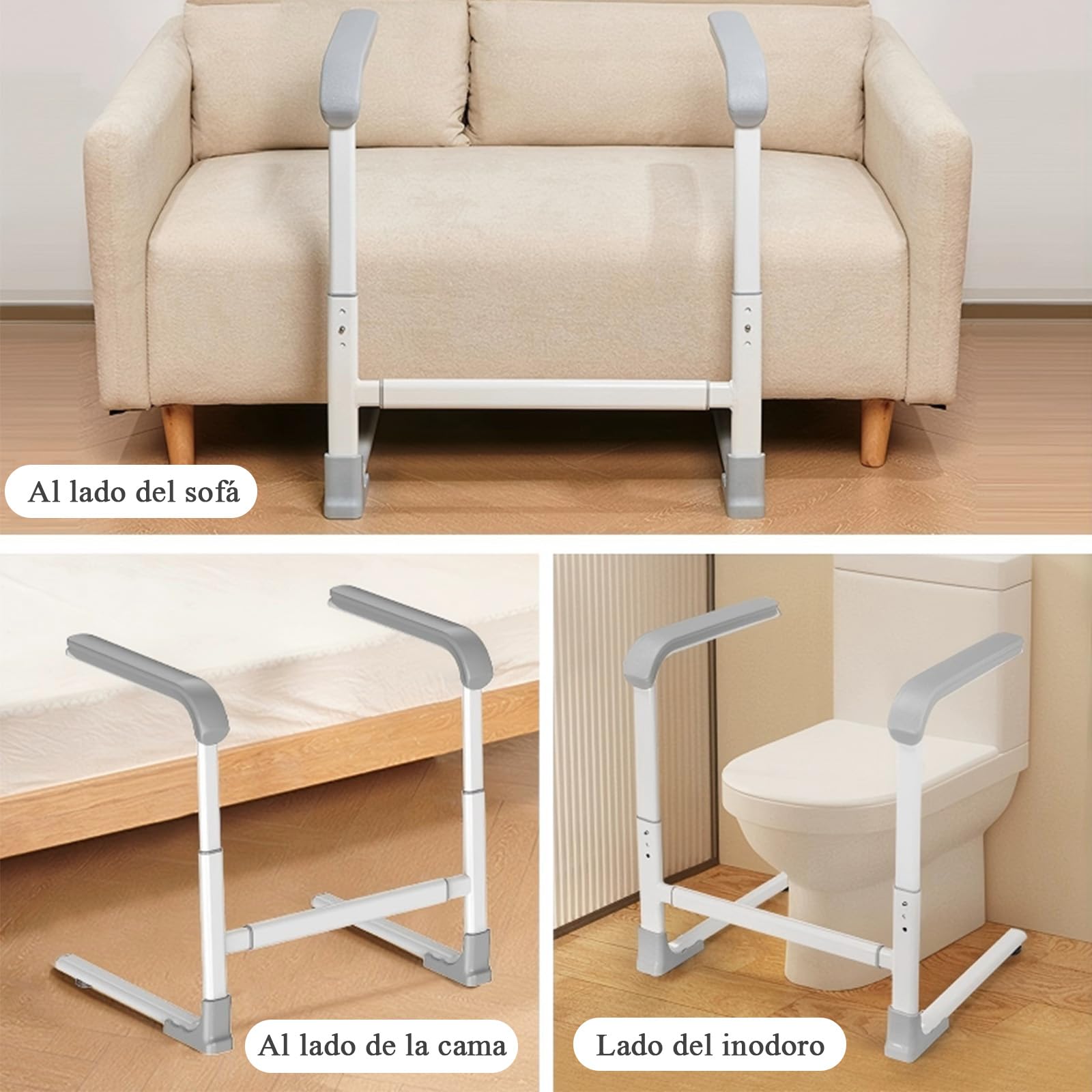 Silla elevadora para personas mayores, ajustable en altura y anchura, con asa de seguridad y patas antideslizantes, ideal para personas mayores, discapacitadas y personas con movilidad reducida