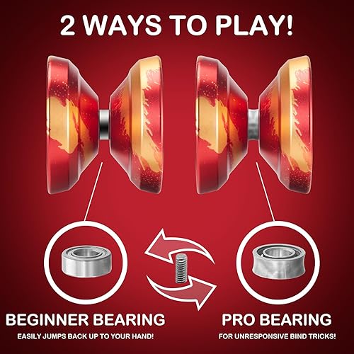 Miniatura 2 de FETESNICE Yoyo Yoyo profesional sensible de metal para niños principiantes, rodamiento Yoyo de repuesto para jugador Yoyo avanzado + herramienta de