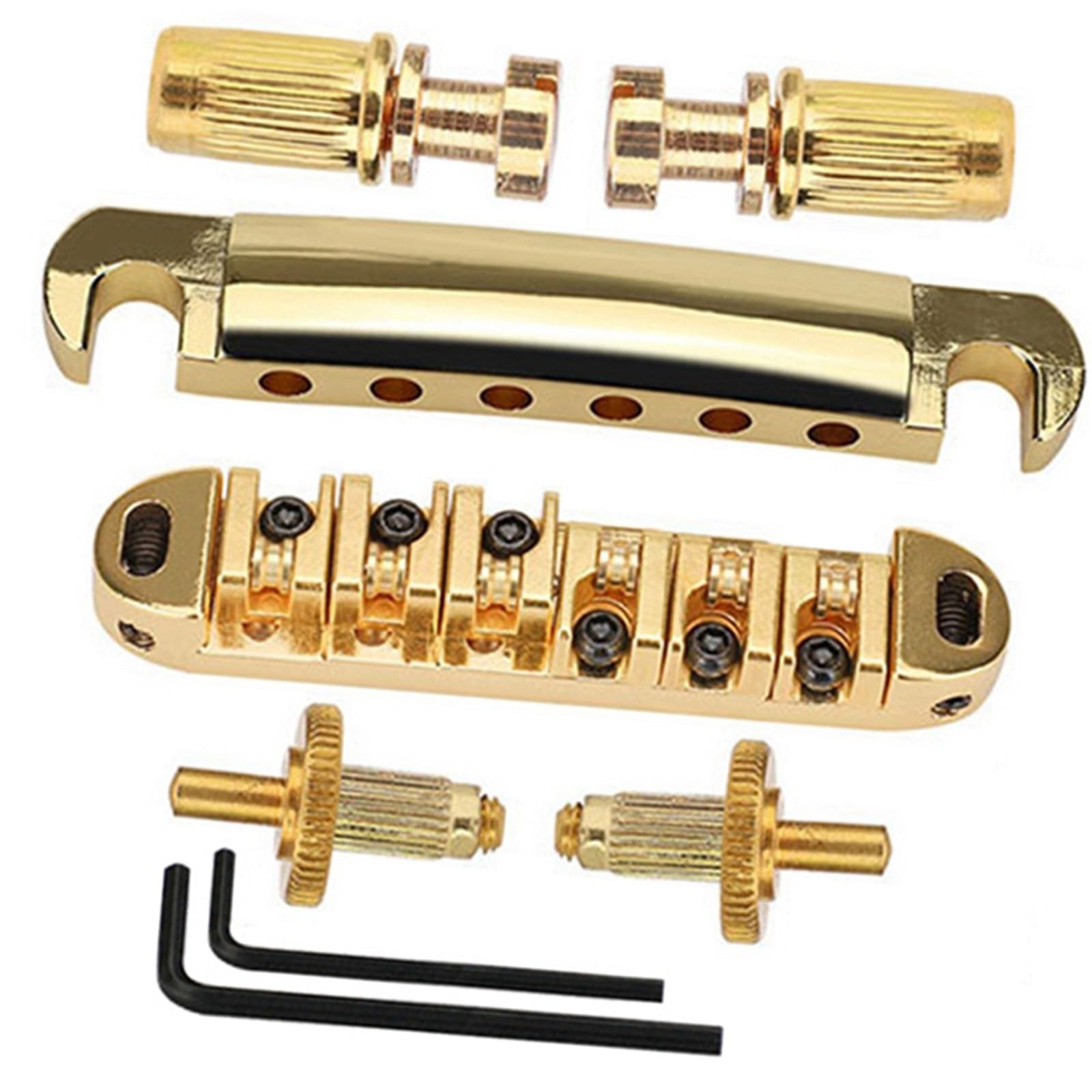 1 Set Di 6 Corde Per Chitarra Elettrica Ponte E Cordiera Con Perni Per SG/LP Gold Parti di chitarra Ponte