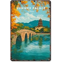 Summer Palace China Seventeen-Arch Bridge 8x12 Inch Aluminum Metal Tin Signs Funny Vintage Poster-For Living Bathroom Room Kitchen Bedroom Garden Wall Decor