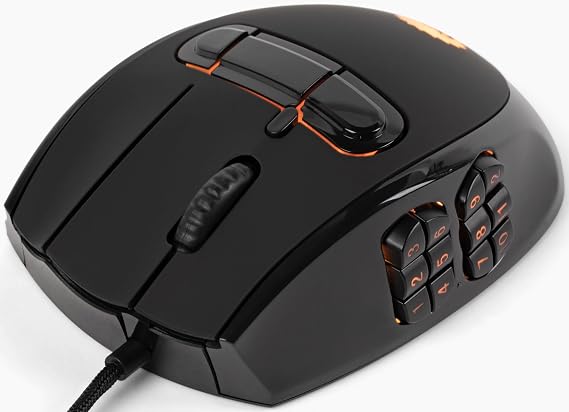 Hedgehog MMO Gaming Mouse - 16 000 DPI - 23 Programmable Buttons - Switch to Joystick Mode with Spring-Loaded Base - PC, Mac, Ubuntu Linux