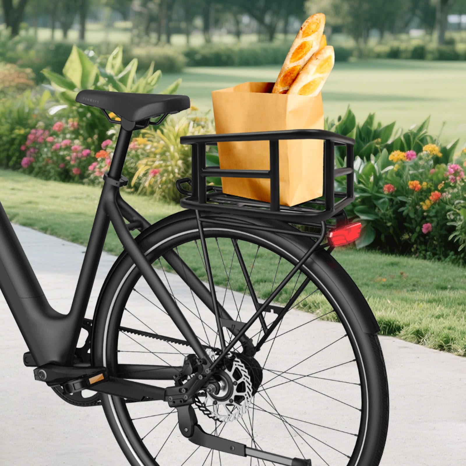 Cestino per bicicletta posteriore grande in metallo con rete cargo e fodera per bicicletta, resistente alla ruggine, per la maggior parte delle biciclette e biciclette elettriche, portata 15 kg, 34,3