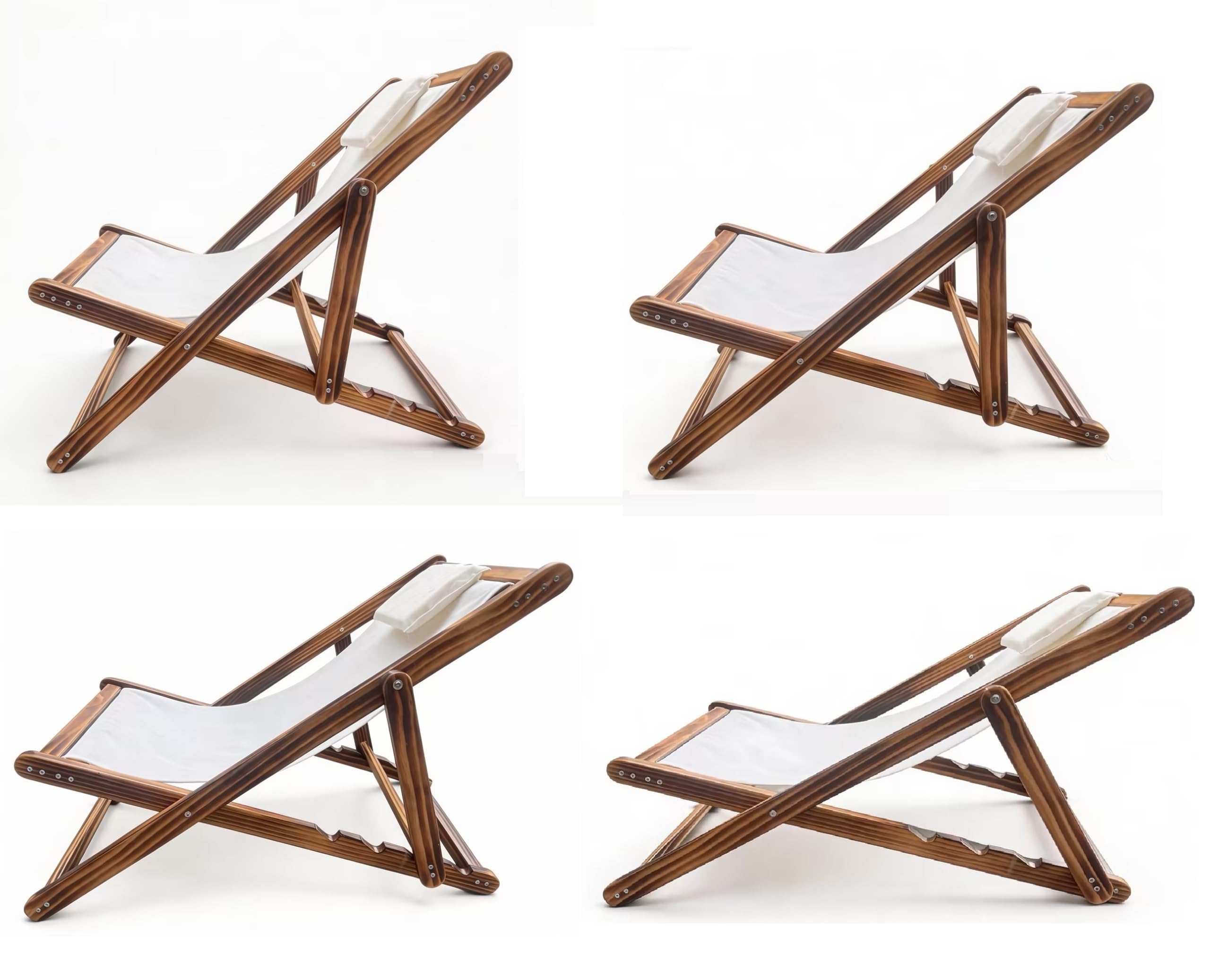 Heehee Tumbonas de Madera, Gran tamaño y Anchura Extra, con Altura Ajustable; sillas Plegables; tumbonas de Madera para jardín y Exterior, Ideales para la Playa y la Piscina, con suspensión de Lona