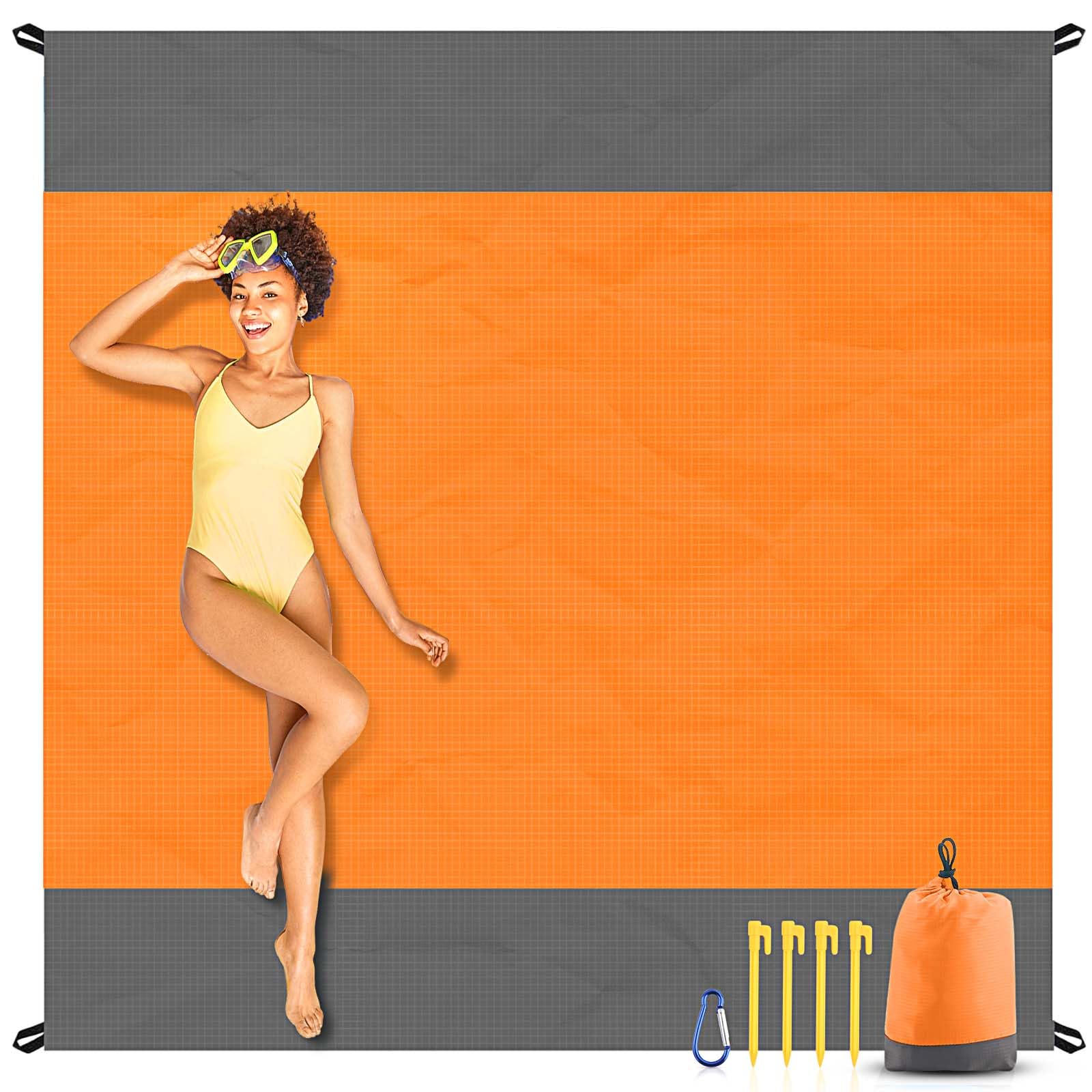 EASYFUN Beach Blanket Sandproof Oversized, 79''×83'' Extra Large Beach Mat, Portable Picnic Mat for Travel Camping Hiking, Lightweight Beach