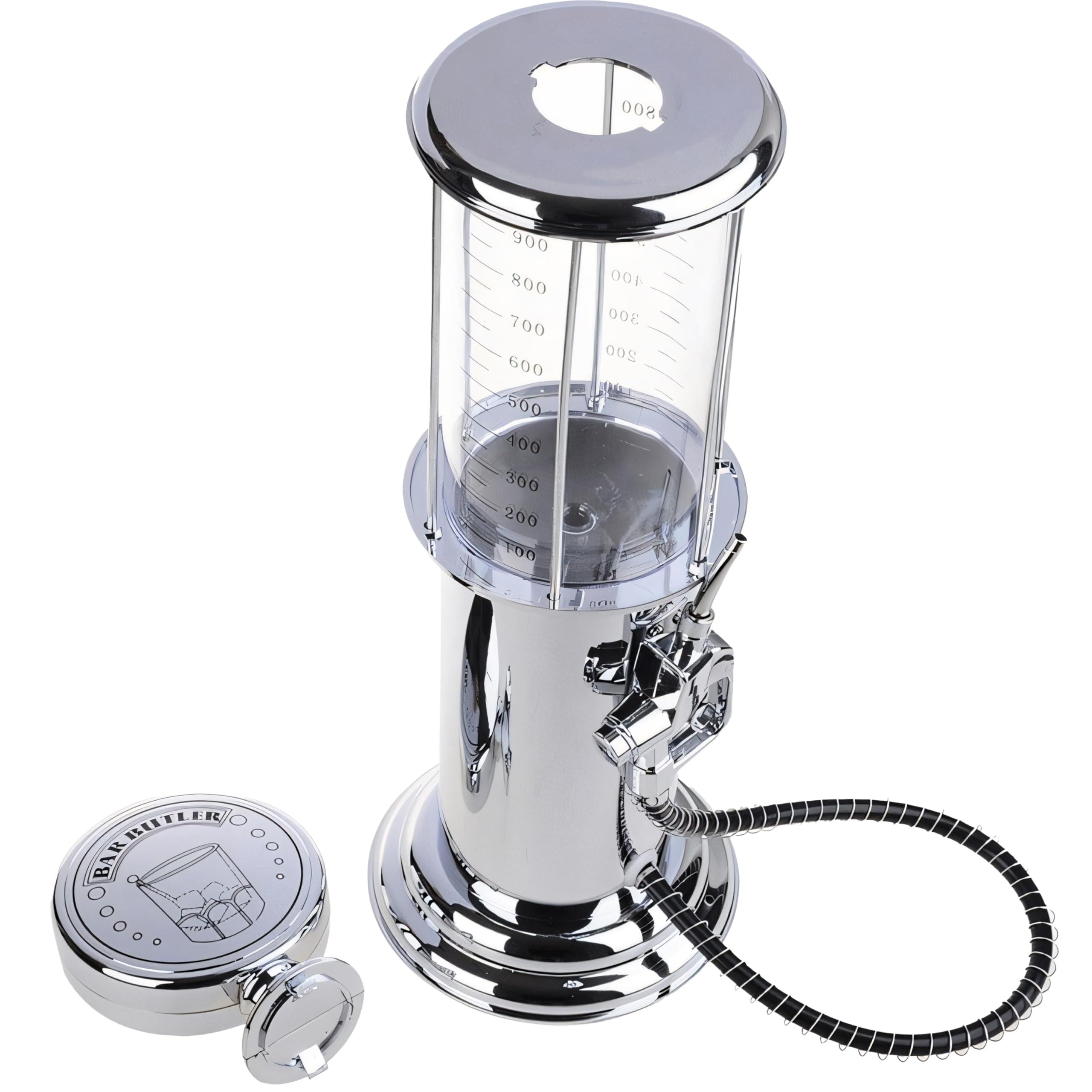 Retoo Getränkespender mit Zapfhahn und Ständer, 950ml Schnapsspender Bierspender 48x10,5x10,5 Bar Accessoire Einzelpistole Spirituosenspender Getränkeportionierer für Wein Getränke Alkohol Limonade
