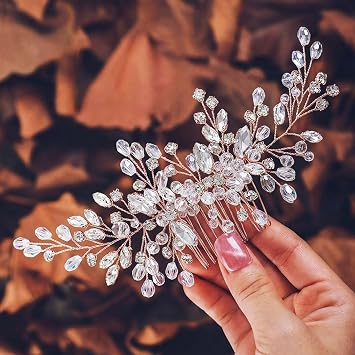 Unicra Bride Wedding Hair Comb Rhinestone Bridal Headpiece Crystal Hair Accessories Hair Piece Jewelry for Women and Girls Rose Gold