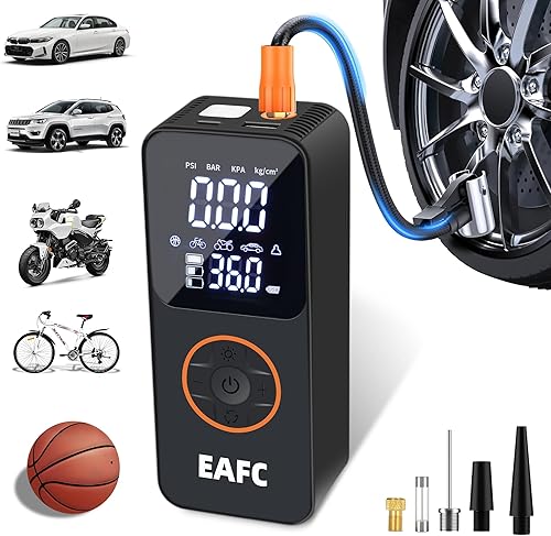 Bomba de neumáticos, bomba inalámbrica multifunción eléctrica EAFC con carga USB, inflado rápido, adecuada para coches, bicicletas, pelotas de