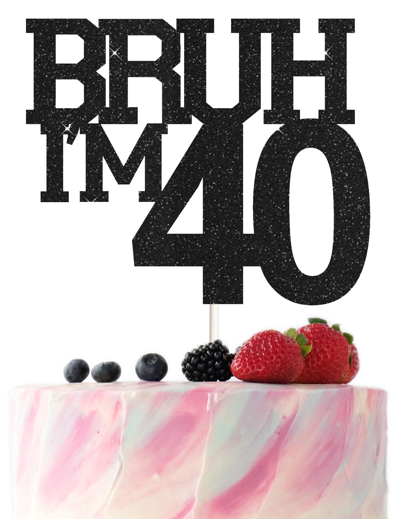 Bruh I'm 40 Cake Topper,Funny 40th Birthday Party Decorations,Bro I'm 40 Happy 40th Birthday Cake topper for man, Black Glitter 40 Birthday Party Decorations For men