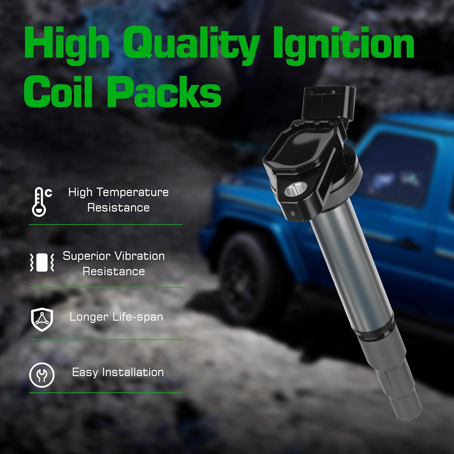 UF596 Ignition Coil Pack & Iridium Spark Plugs fit for 2009 2010 2011 Toyota Corolla Matrix Prius 2012 2013 2014 2015 2017 Lexus Scion IM XD Pontiac Vibe 1.8L L4, OE# UF619 90919-02258 C1714, Set of 4