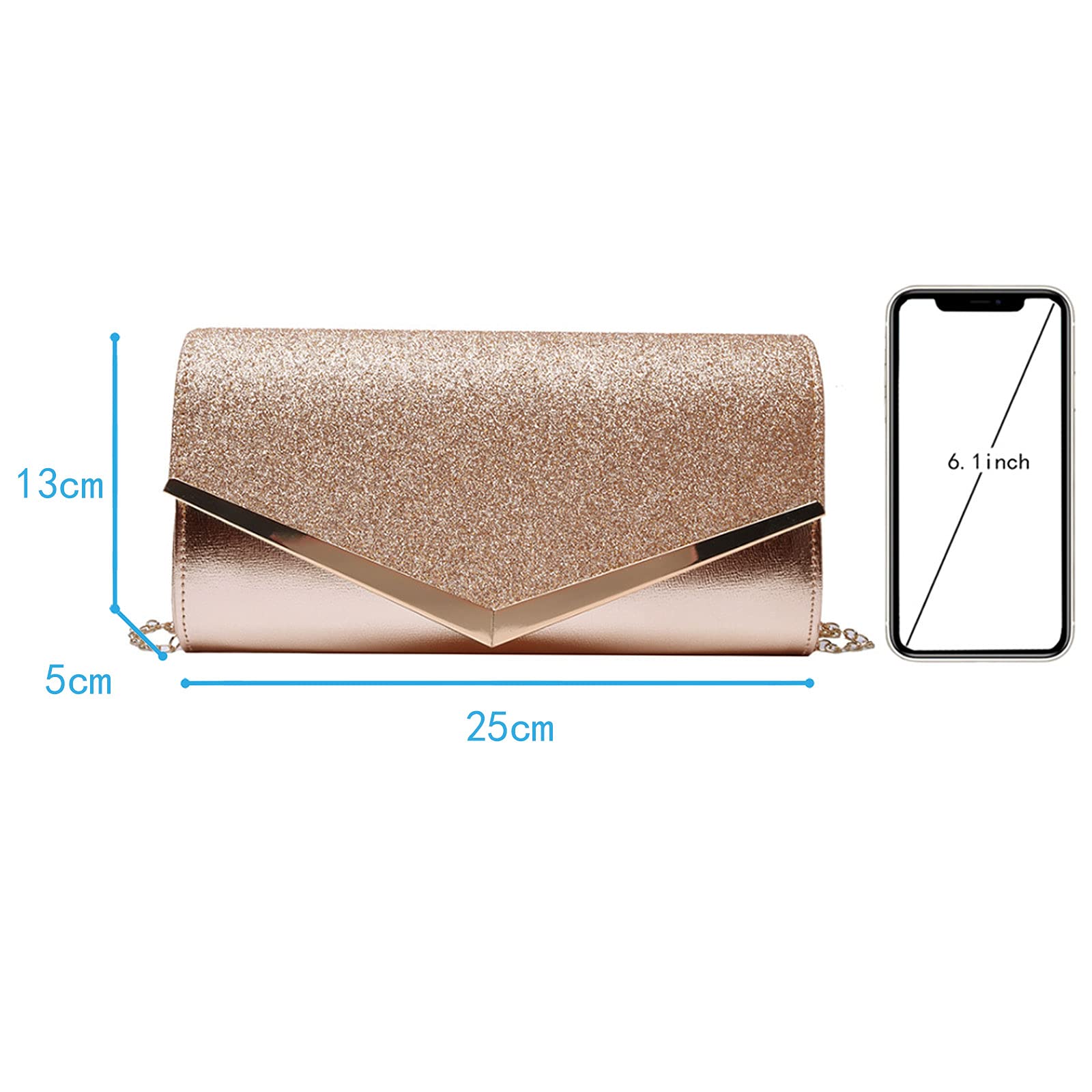 Milya Borsa da sera da donna con brillantini, con strass, per matrimoni, feste, avambracci, borsa a tracolla con tracolla