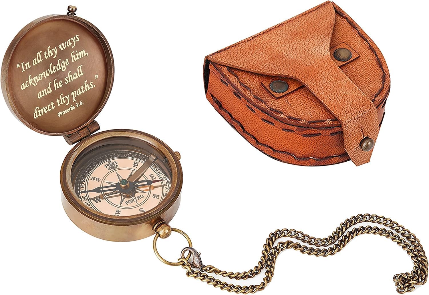 Personalized Religious Gift for Men, Boys | Christian Baptism, Communion, Confirmation, Graduation Gift 2025 | Inspirational Keepsake. God is in My Heart’ Engraved Brass Compass with Leather Case