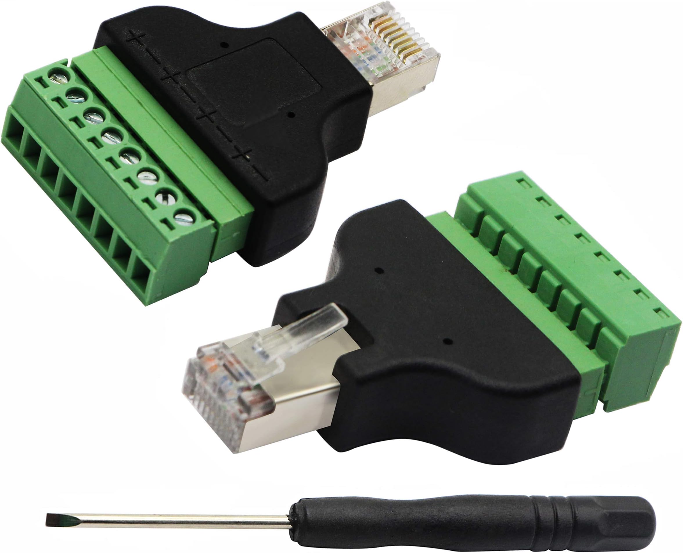 zdyCGTime RJ45 Male Plug to 8P 8C Female Bolt Screw Type terminals Ethernet Net Network Plug Cable for AV CCTV UTP DVR Cat5 Cat5e Cat6 Cat7 in-Line Coupler 300V 8A(2 Pack/M)