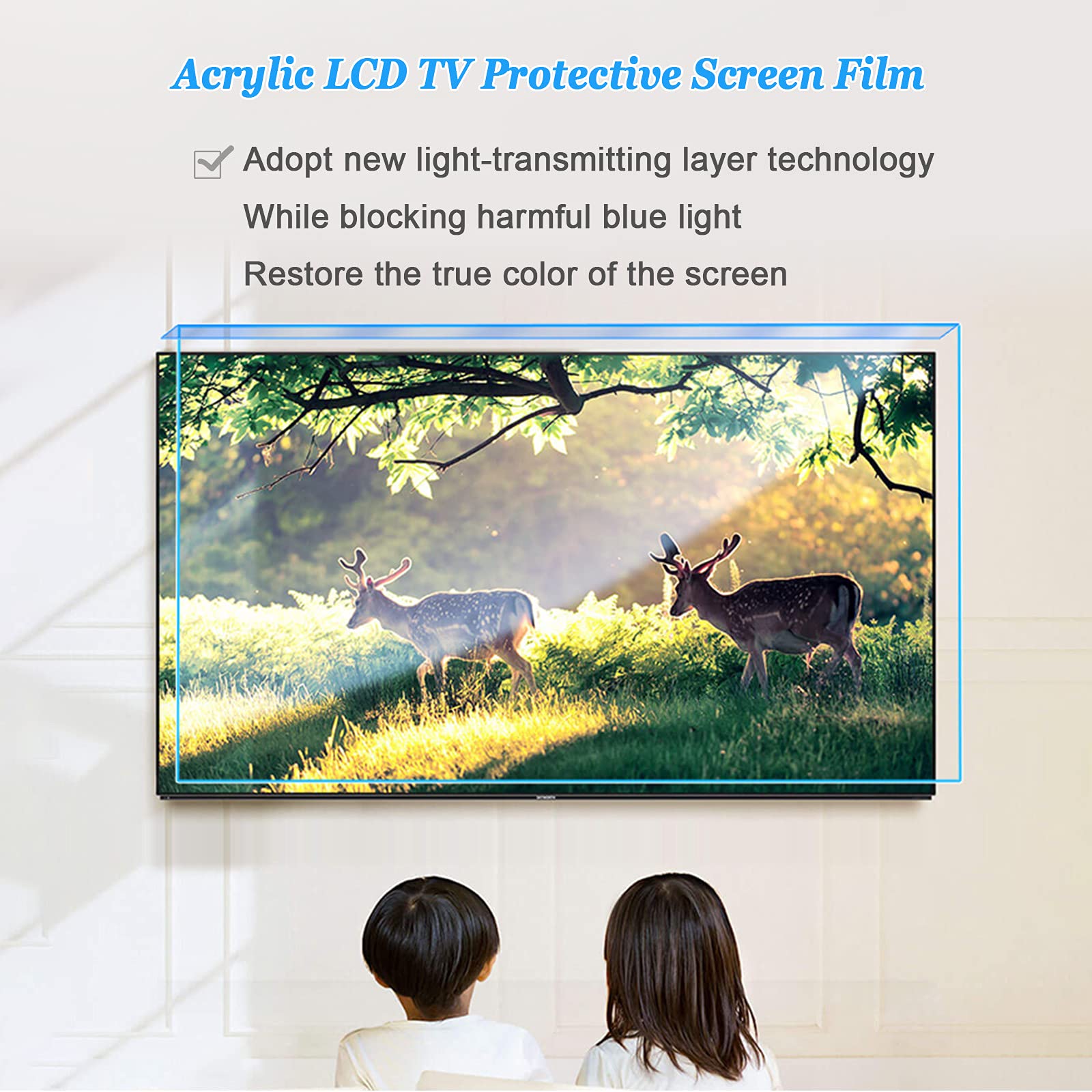 WUK Protector de Pantalla, Monitor de TV Colgante, protección Ocular para niños, protección de película de Pantalla, Cubierta antirrayas, antirreflejo, antirreflejo Azul para 32-75 Pulgadas
