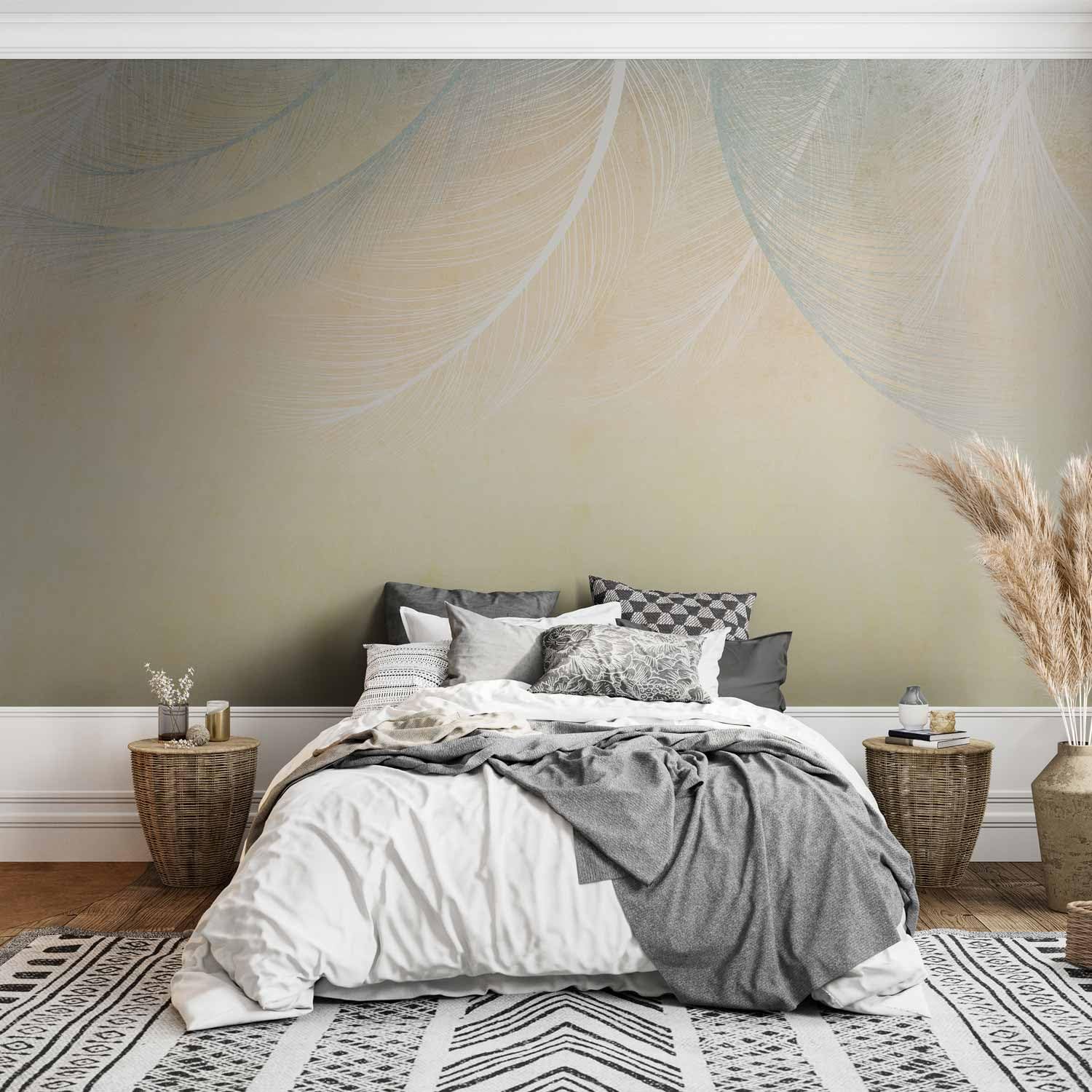 murando Carta da parati colorato Piume 400x280 cm Fotomurali in TNT Murale alla moda Decorazione da Muro XXL Poster Gigante Design Carta per pareti Aspetto concreto Boho come dipinto b-C-10182-a-a