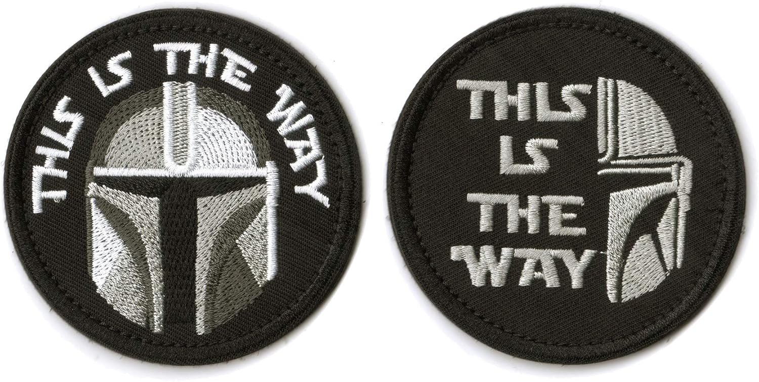 WZT 2 Pieces This is The Way Full Helmet Inspired Art Patch Funny Tactical Morale Military Patch Full Embroidery Patch,Bags,Backpacks,Clothes,Vest,Military Uniforms,Tactical Gears Etc