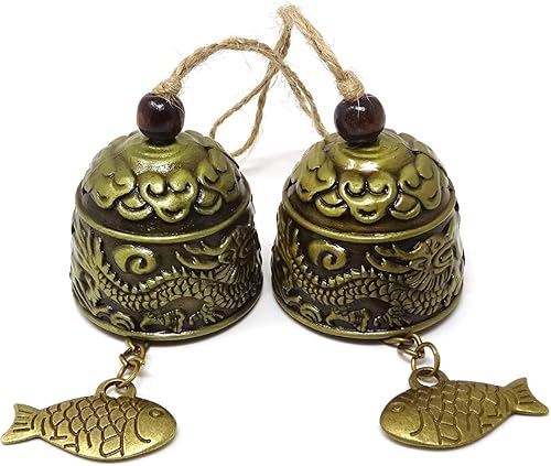 Miniatura 5 de Honbay 2 campanillas de viento vintage de buena suerte campanas de viento (dragón)