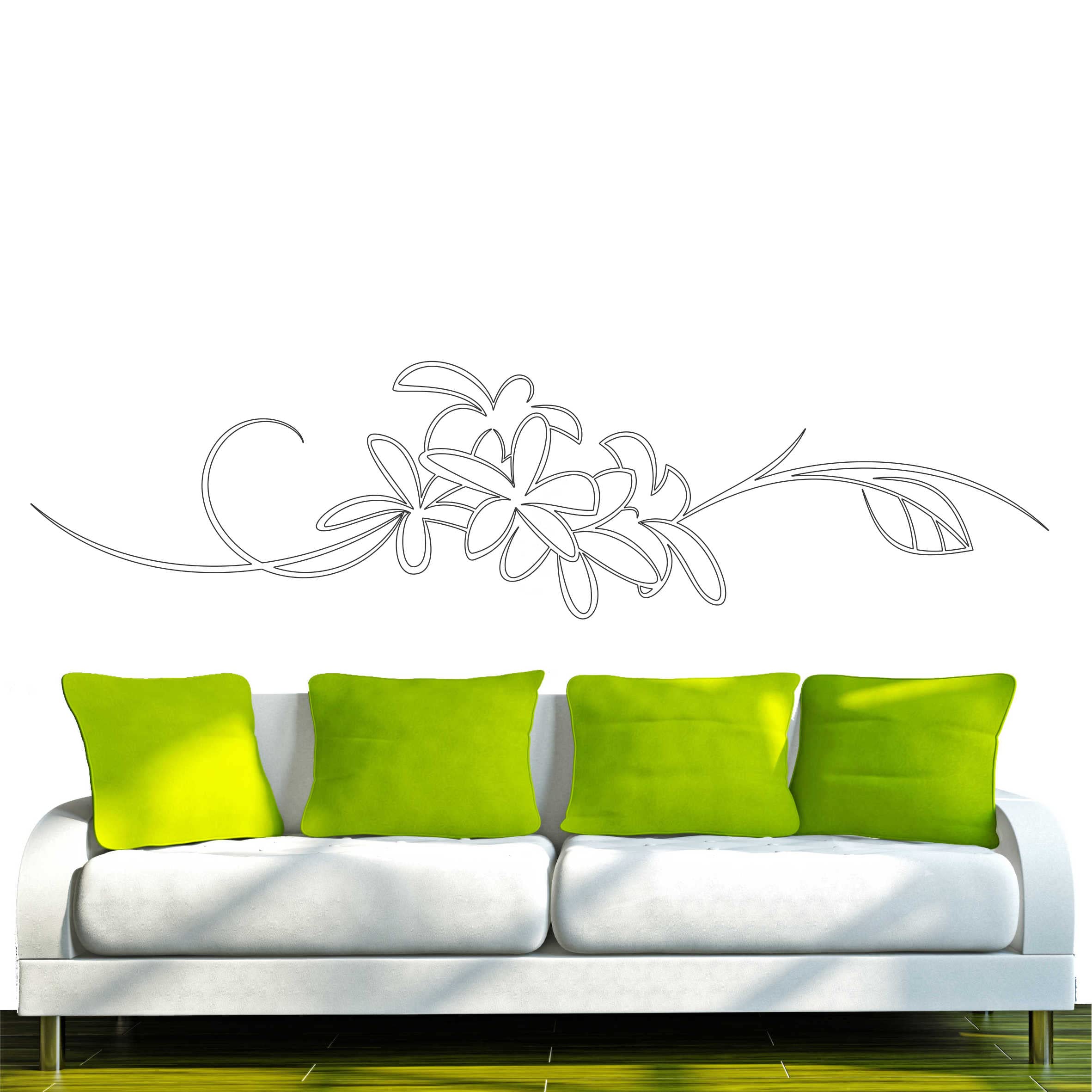 INDIGOS UG - Decalcomanie da muro - adesivi da parete - Murale - F418 con foglie, 160 x 40 cm - bianco, - Decorazione per soggiorno, camera dei bambini, ufficio, scuola