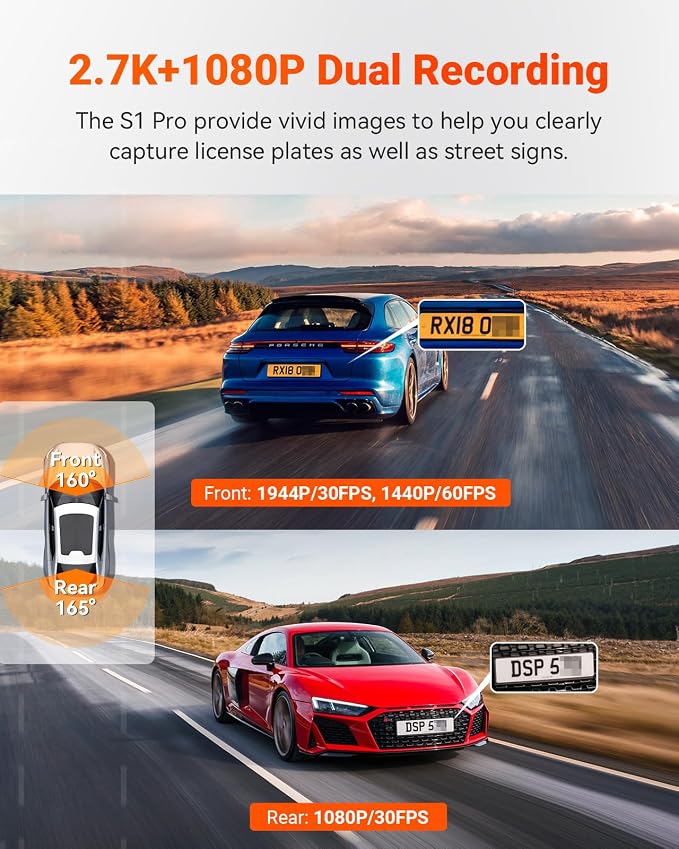 Vantrue S1 Pro Dash Cam Dual 1440P Delantera y Trasera miniatura 2
