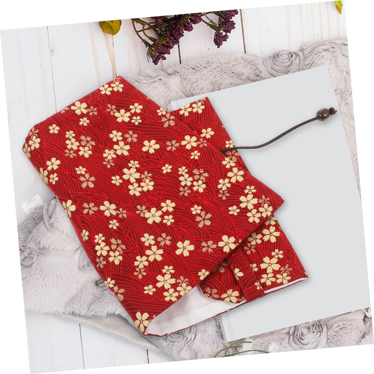 Lurrose 5 Pièces couverture de livre book sleeve bookcase décor de livre fait à la main Protège livre protecteur pochette de livre pour l'école protège-livre fait main en tissu rouge
