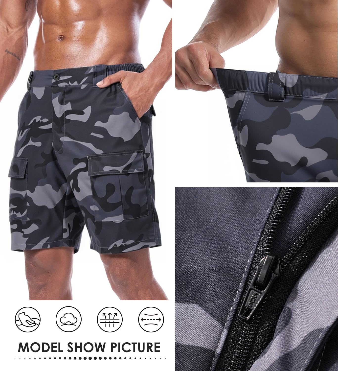 Pantalones Cortos Cargo para Hombre Verano con Múltiples Bolsillos