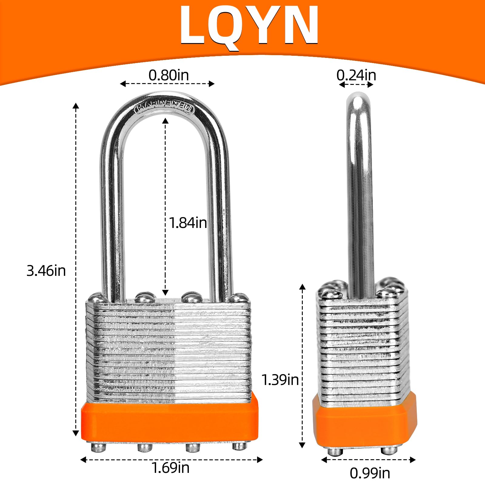12 Lucchetti Con Chiave Identica 40 Mm – Arco Lungo Giallo, Per Armadietti E Valigie - 3