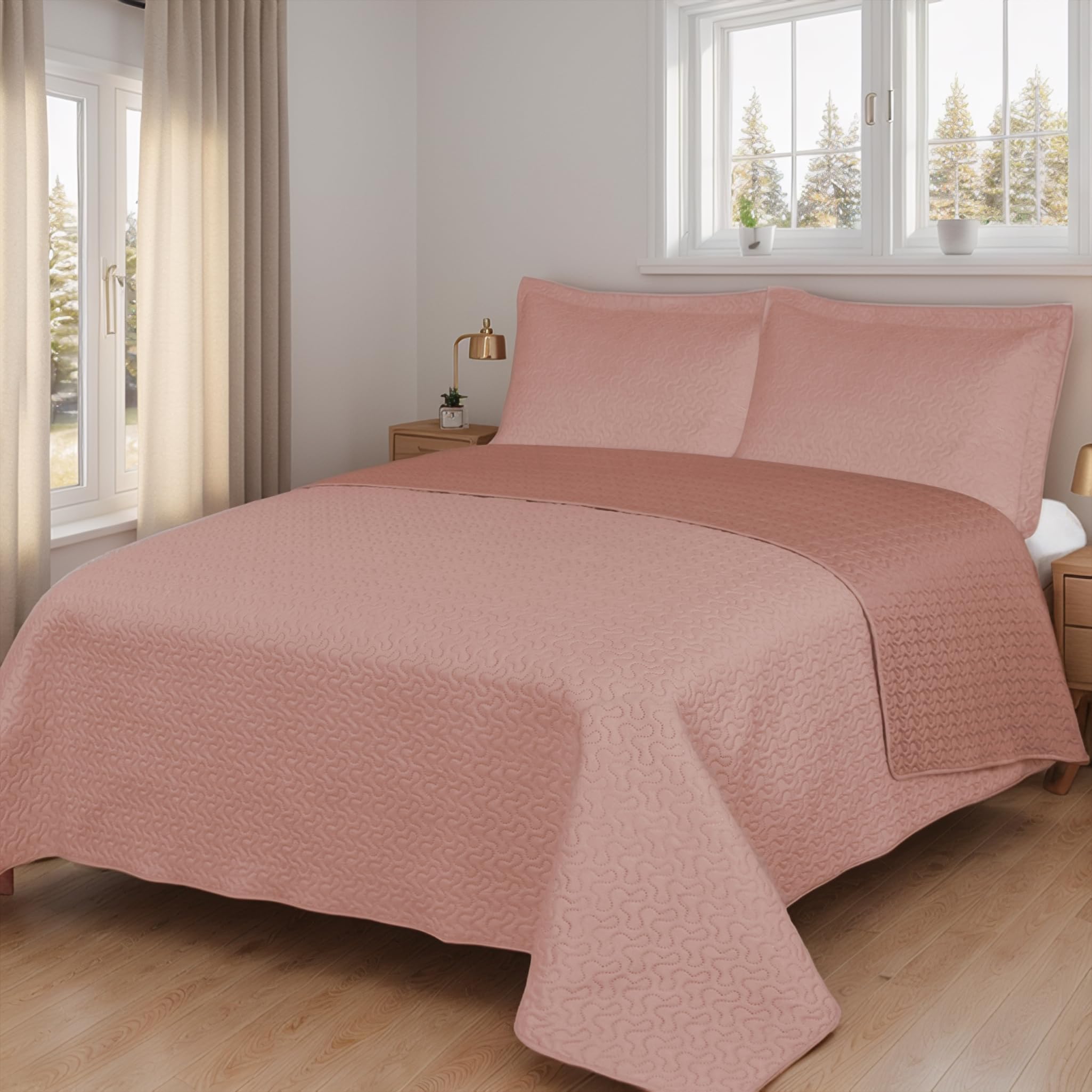 Etrexonline Plain Reversible 100% Microfibre Extra Soft Bedspread Bed Cover Multipurpose for Spring and Summer Includes 1 Cushion Cover Bed 80/90-180 x 260 cm – Pink