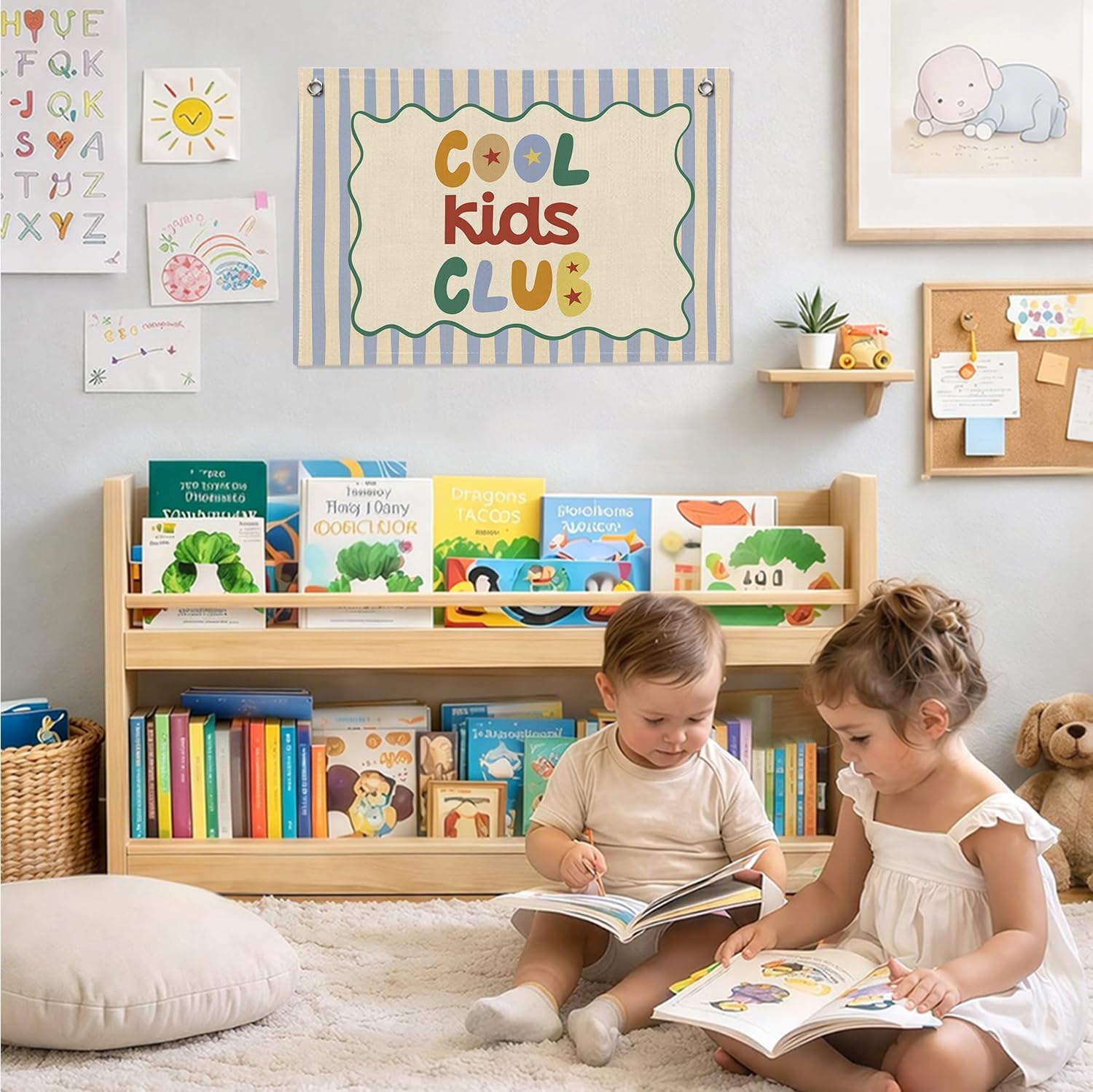 Playroom Room Decor,Cool Kids Club Canvas Banner Flag Wall Decor