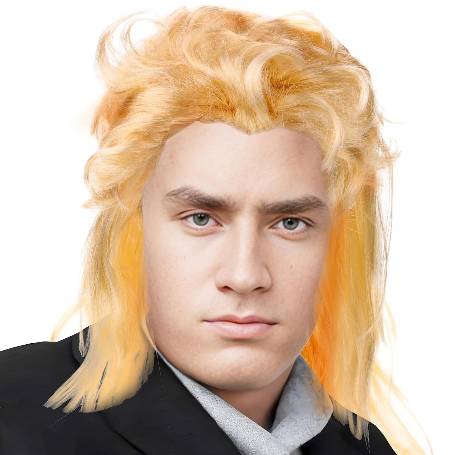 SUPVOX Long Straight Gold Rocker Wigs for Men and Women Cosplay Masquerade Party Costume Fake Hair Headdress Accessory