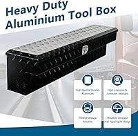 Vista 5 de 60'' Inch Aluminum Side Mount Truck Tool Box Pick Up Truck Bed RV Trailer Toolbox Storage Organizer with Side Handle, Lock & Keys，Black,5 Bar Tread