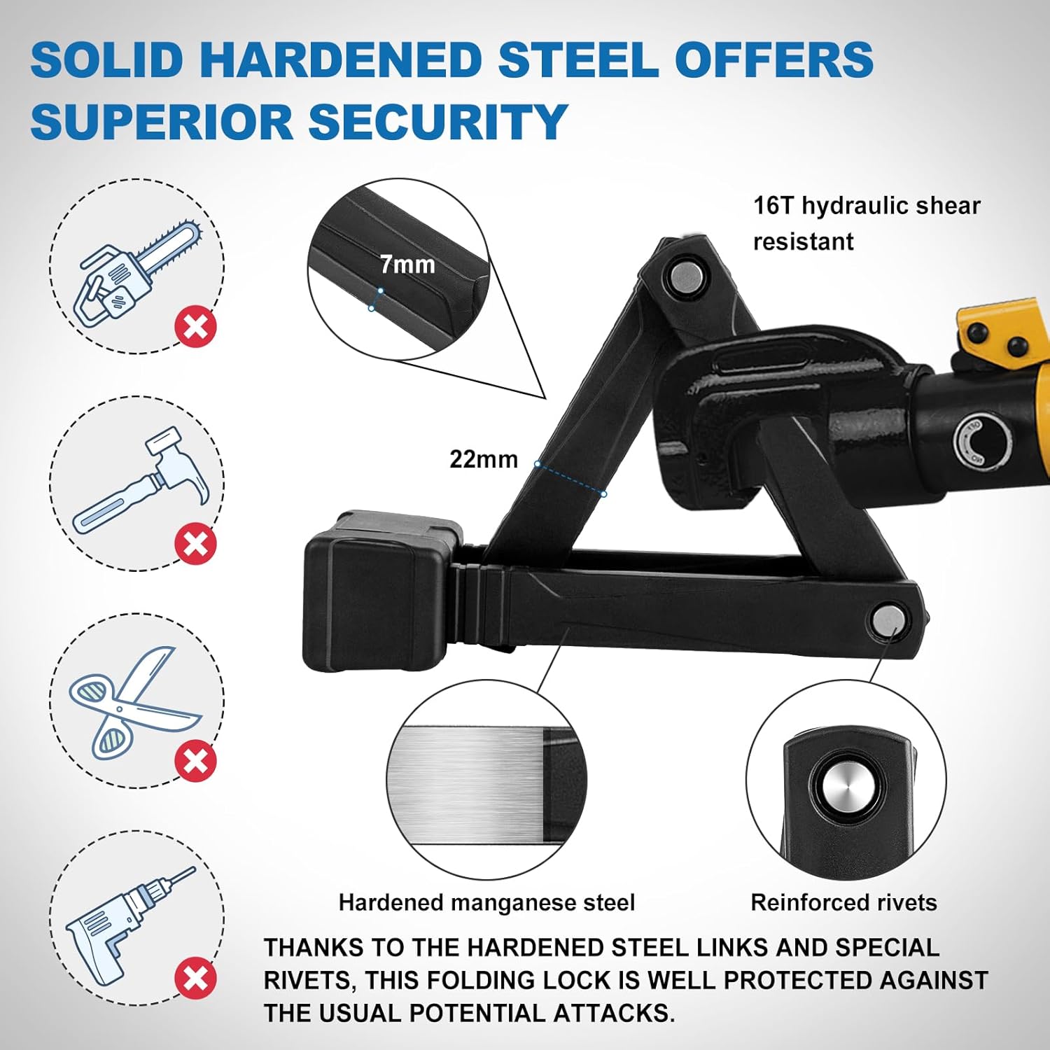 Compact Folding Bike Lock, Heavy Duty Bicycle Lock with 3 Keys and Mount, Lightweight Foldable Chain Locks for E-Bike, Motorcycles, Scooters - 75cm (30 in)
