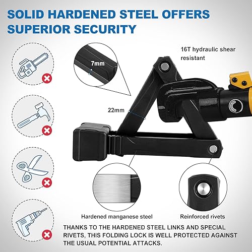 Miniatura 5 de Cerradura plegable compacta para bicicleta, cerradura de bicicleta resistente con 3 llaves y soporte, cerraduras de cadena plegables ligeras para