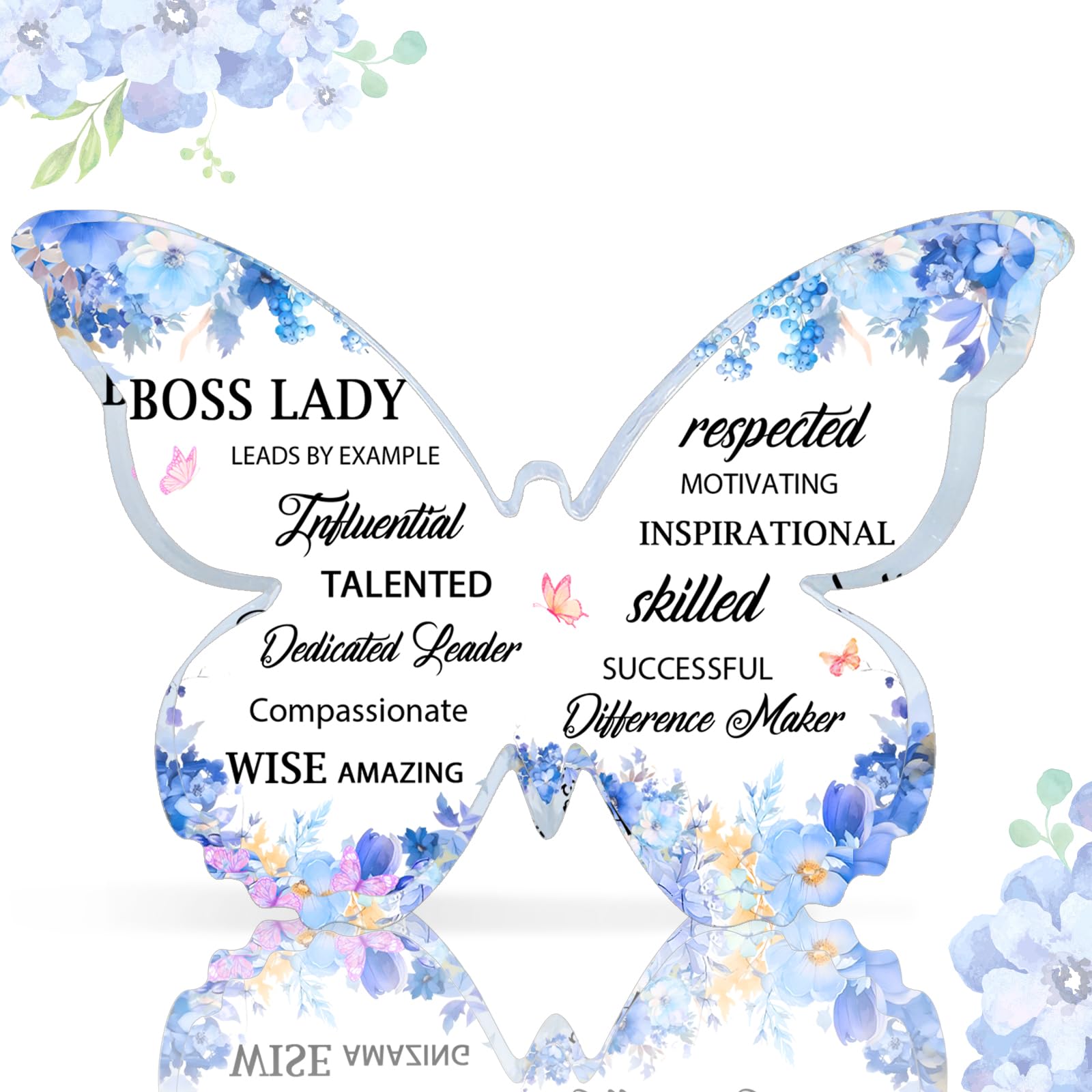 Boss Lady Gifts for Women Boss Birthday Gifts for Women Office Desk Decoration Accessories Inspirational Gifts for Her Gift for Boss Female Blue Butterfly Home Decor