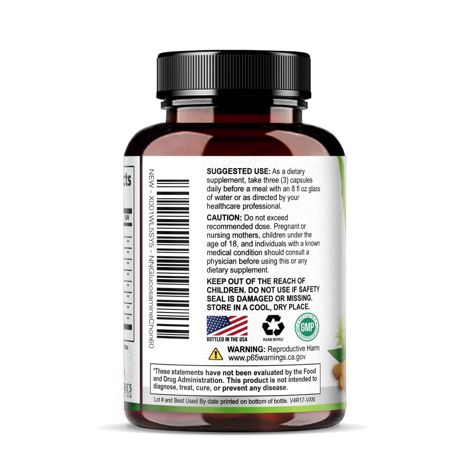 Glucosamine Chondroitin MSM 2100mg - Joint Support Supplement for Joint Mobility & Cartilage Support For Men and Women - Glucosamine Supplements with Turmeric & Boswellia, USA Bottled - 60 Capsules — Amazon image 8