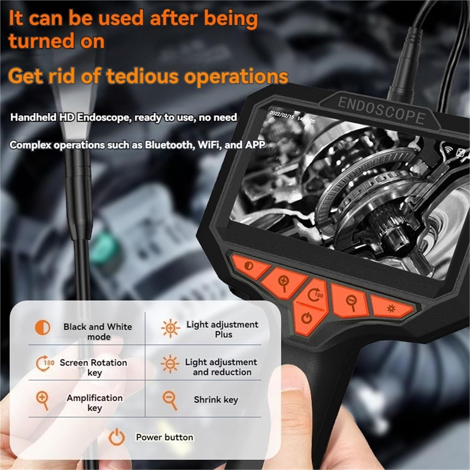 4.3 inch IPS Screen 1080P HD 8MM Industrial Endoscope car Pipeline Handheld Camera Pipe Inspection Borescope(30M)