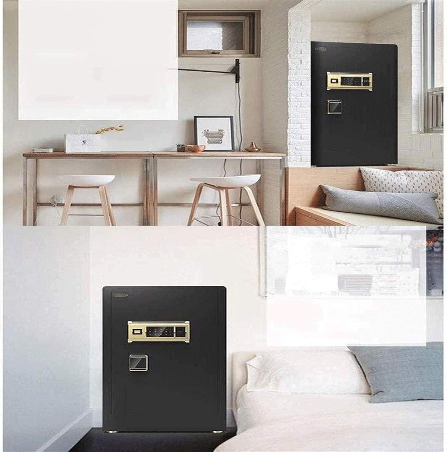 Security Safe Box, Fingerprint Safes Wall Lock for Office Home, Jewelry Cash Passports Documents Valuables Cabinet
