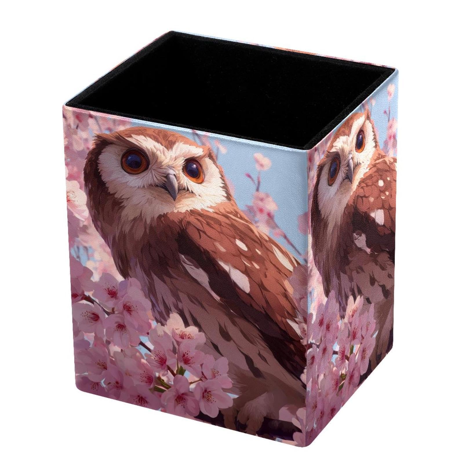 VAPOKF Pencil Holders for Desk, Owl Printed Pen Holders Pen Pot Makeup Brushes Storage Desktop Stationery Supplies Organiser for Home Office