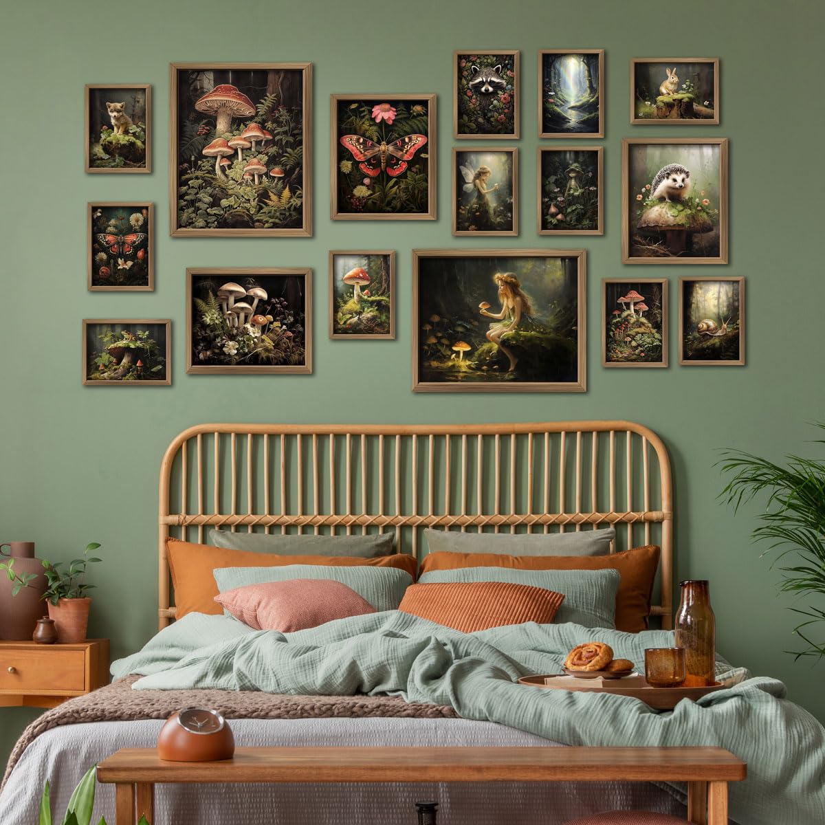 Set Di 3 Stampe Su Tela Con Funghi - Decorazione Murale Cottagecore Per Cameretta E Soggiorno