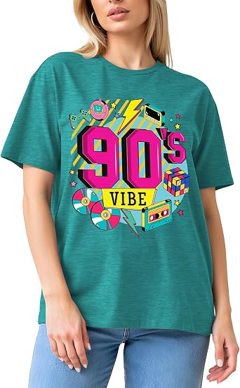 I Love The 80's Shirts for Women Vintage 80s Music Tee 80s Theme Party Short Sleeve Tops
