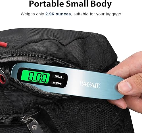 Miniatura 5 de BAGAIL Báscula digital de equipaje, báscula de equipaje colgante de 110 libras con pantalla LCD retroiluminada, báscula de pesaje portátil para