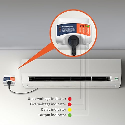 Miniatura 3 de BXST Protector contra sobretensiones para refrigerador 15A 1800W 140J de salida única Protector de sobretensiones enchufe para electrodomésticos