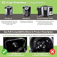 Vista 2 de EZ-Cup Stainless Steel 1-Stream Reusable K Cup Coffee Pod for Keurig + 25 Disposable Paper Filters - Refillable Capsule Compatible with Keurig and